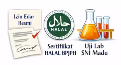 Dokumen legalitas dan sertifikasi distribusi madu Rebepal Madu — Halal BPJPH, PIRT, SNI